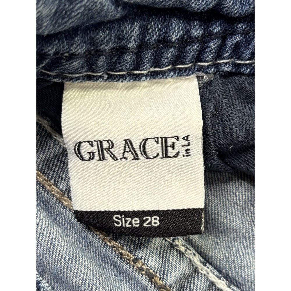 Grace in LA Jeans Women's 28 Embellished Pocket Skinny Blue Denim Y2K - Picture 4 of 14